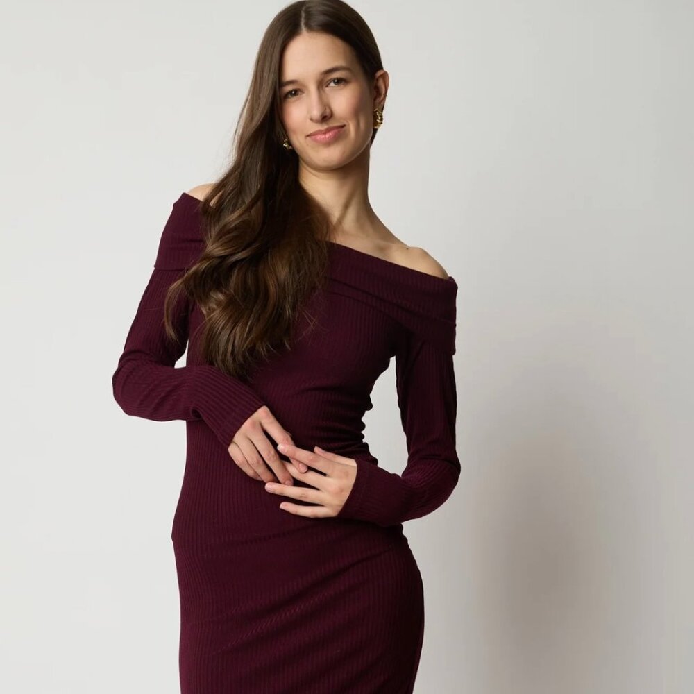 Viens Avec Moi - The Fierce Fold Over Bodycon - Wine